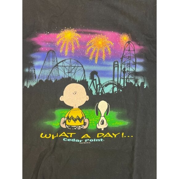 Cedar Fair Point Black Snoopy What A Day 100% Cotton Charlie Brown T-shirt 3XL - Picture 1 of 8